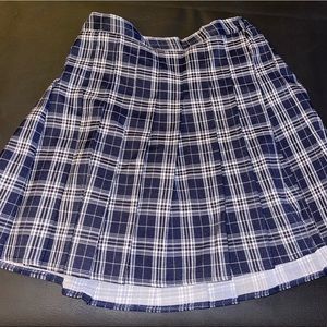 Women’s Pleated Blue Plaid Skirt - XL